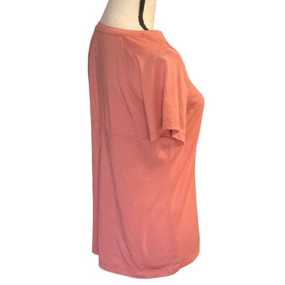Columbia Pleat Back Short Sleeve Round Neck Active Top, Salmon Color - Small‎ - Picture 5 of 10